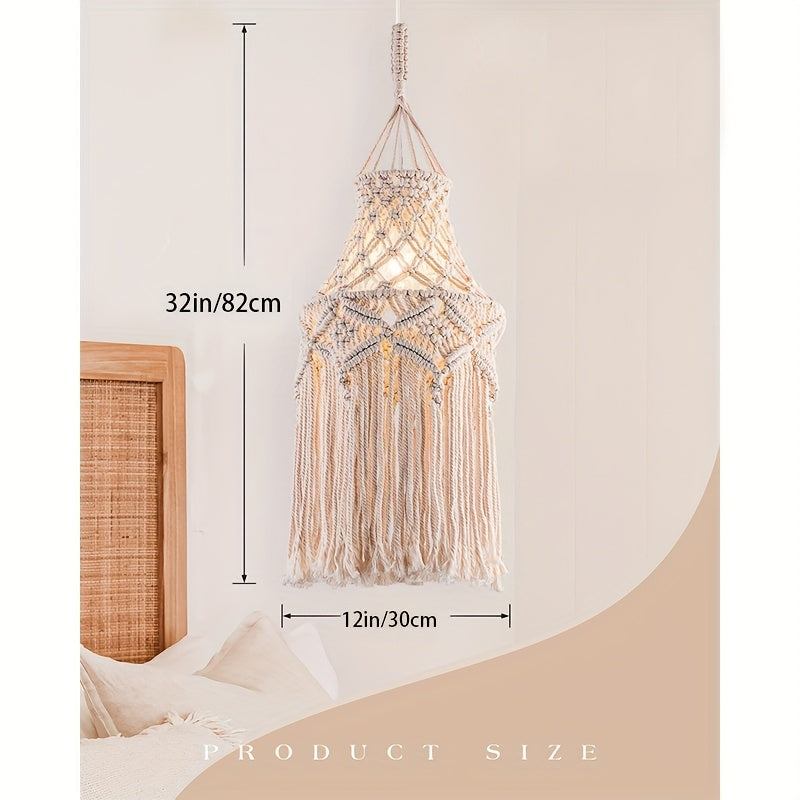 Bohemian Style Handwoven Lampshade,Office、Bedroom、Living Room、Nursery、Bohemian lamp for dormitory decoration(Without Lamps)