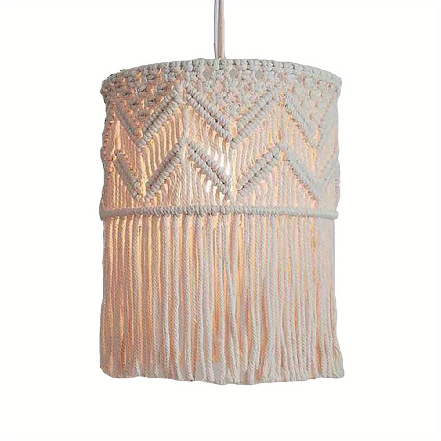 Bohemian Style Pendant Light Ceiling Lampshade - Country Woven Rope Design,With floral patterns,Bedroom and Dormitory Chandelier Decoration,No need for wires,Ceiling Light for Bedroom