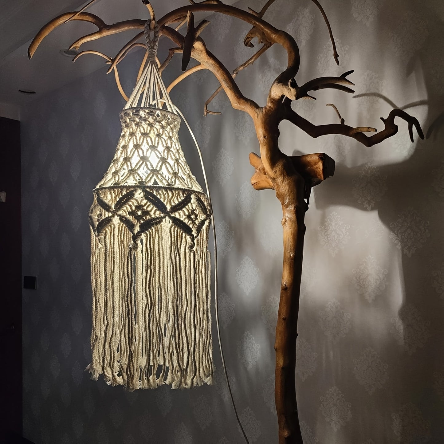 Bohemian Style Handwoven Lampshade,Office、Bedroom、Living Room、Nursery、Bohemian lamp for dormitory decoration(Without Lamps)