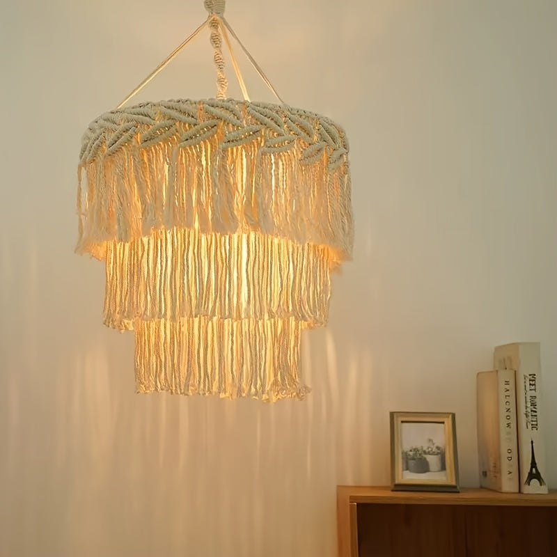A Nordic Style Home Decorative Pendant Light、Handwoven Tapestry Lampshade