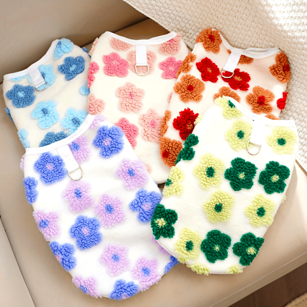 plaid Floral Fuzzy Double Layer Pet Vest,Suitable for Small to Extra Small Size Dogs and Cats - Keep Warm、Non-waterproof Autumn and Winter Clothing,With snap button,green/purple、Blue/Pink、Brown/Orange Optional,Pet Winter Clothing|Fashion Pet Clothing|Snap