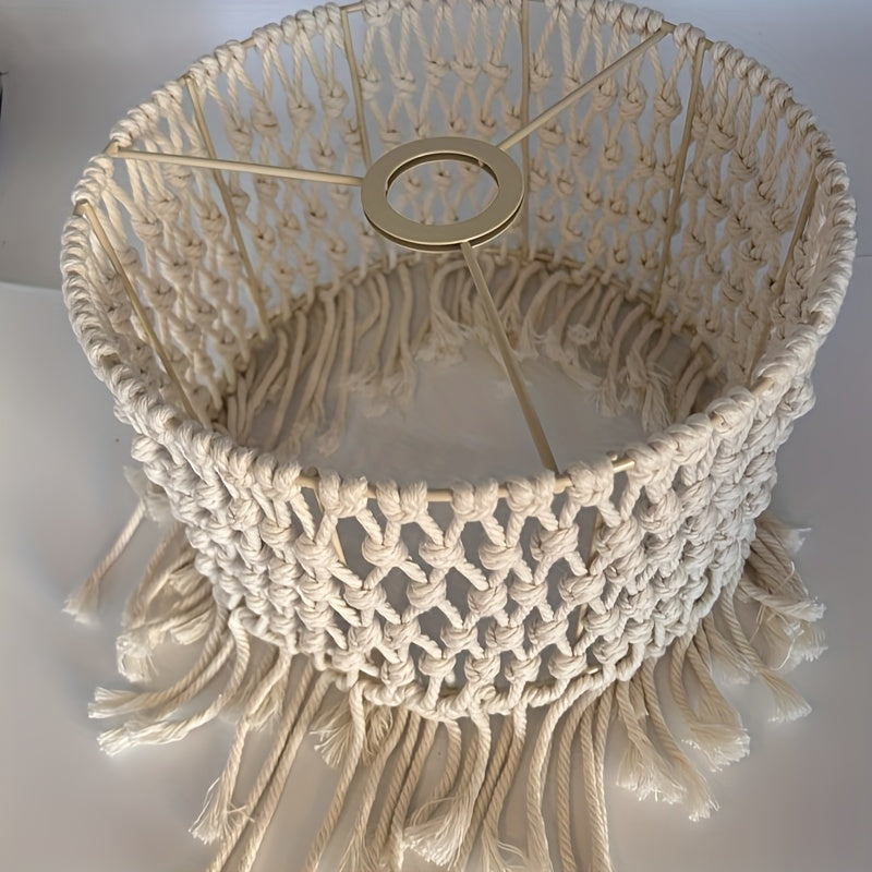 Hand Woven Linen and Fabric Art Decorative Lampshade,With satin metallic sheen - Cylindrical Replacement Lampshade Suitable for E26/E27Bulb,No wiring required,Farmhouse Style Living Room Bedroom Home Decor,Bedroom Lighting Fixtures,Rural Charm,Exquisite C