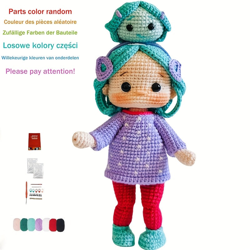 2Pieces/Set,Beginner DIY Crochet Hook Set(Non-Finished Product),Girl with Headband Crochet Kit,Funny Girl Knitting Kit,Adjustable Headband,Comes with step-by-step video tutorials,DIY Birthday Gift、Thanksgiving Gift、Wedding Decorations,Indoor Decorations!