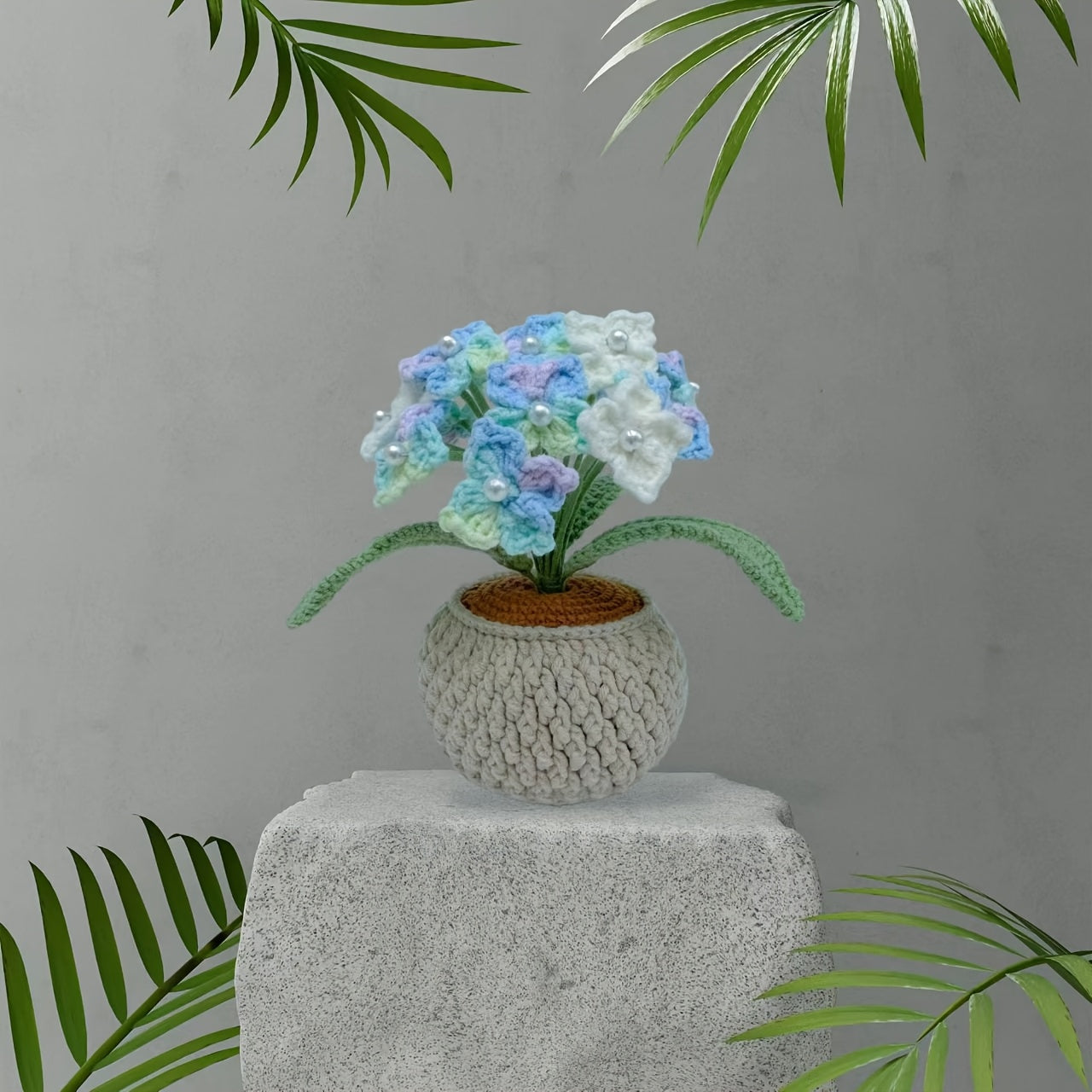 Handmade Crochet Hydrangea Potted Plant,Holiday Decoration,Car Ornaments,Birthday Gift