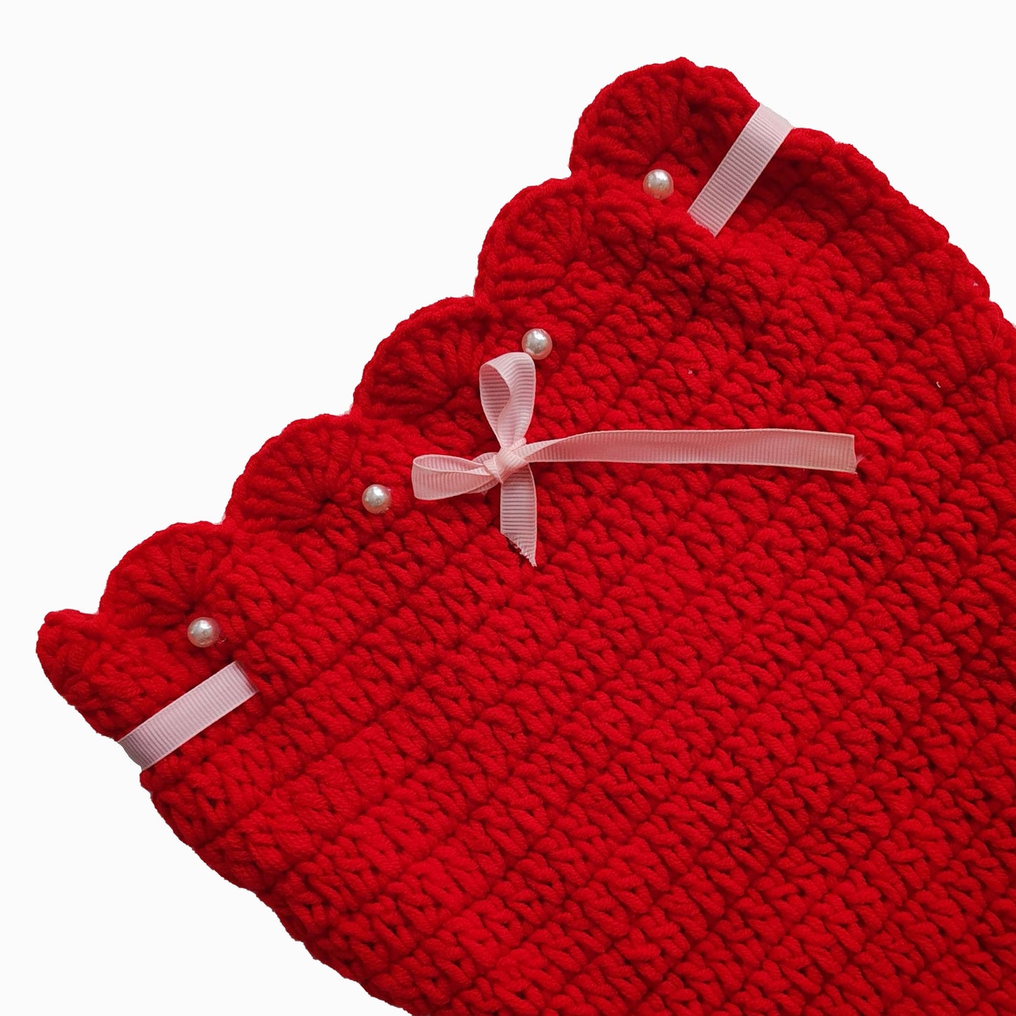 Children's Mermaid Theme Knitted Set - 3 Set,Including the train skirt、Bikini Top and Starfish Accessories,Very suitable for taking photos、Performance and festive costume,Red and magenta,Handmade Crochet,Photography Props,Holiday Gift