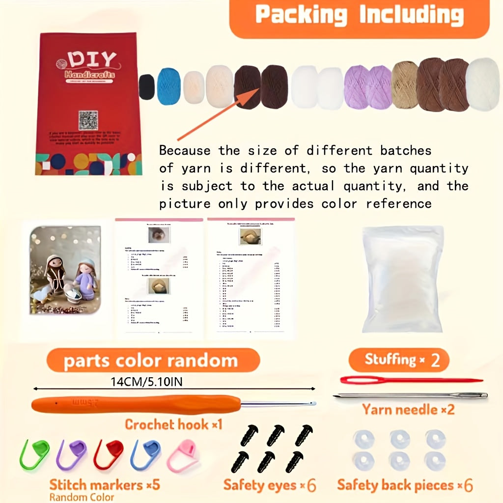 Knitting Beginner Kit DIY Small Christmas Set,Mixed Color,Cloth,Easy to Follow Specification,Handmade,With Jesus,Maria,Sheep,Suitable for winter birthdays,Thanksgiving Day,Christmas,Easter Gift,Handicraft Supplies