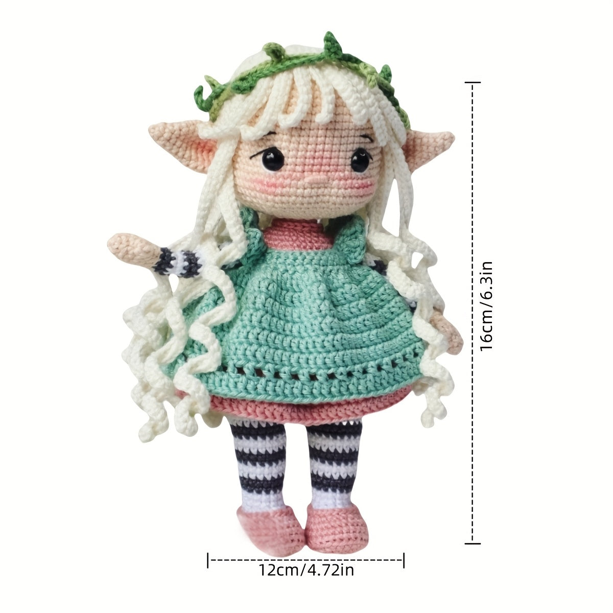 White Hair Fairy Girl Crochet Kit,Suitable for beginners,Crochet Kit for Adults,With Step-by-Step Text Tutorial,Girl wearing a dress,Adult DIY Handicrafts,Cute and Humorous Home Decorations,Birthday Valentine's Day Holiday Gifts