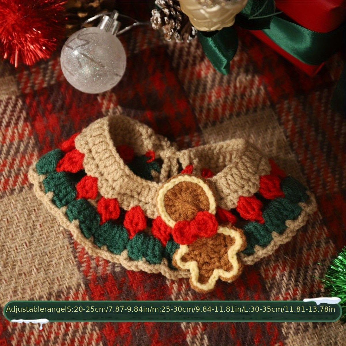 Christmas Cat Scarf,Knitted Pet Collar,Holiday Cat Hat,Medium-sized dog,Cotton Fabric,Seasonal Winter Pet Accessories,With Rope Closure System