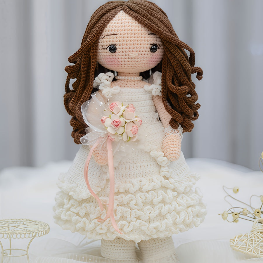 Beginner Crochet Kit for Adults - DIY Newlywed Couple Pattern Yarn Set with Step-by-Step Video Tutorials, Romantic Wedding Figurine, Ideal for Home Decor and Gifts, Beginner Crochet Projects|Decorative Item|Knitted Texture, Crochet Kit for Beginners, Wedd