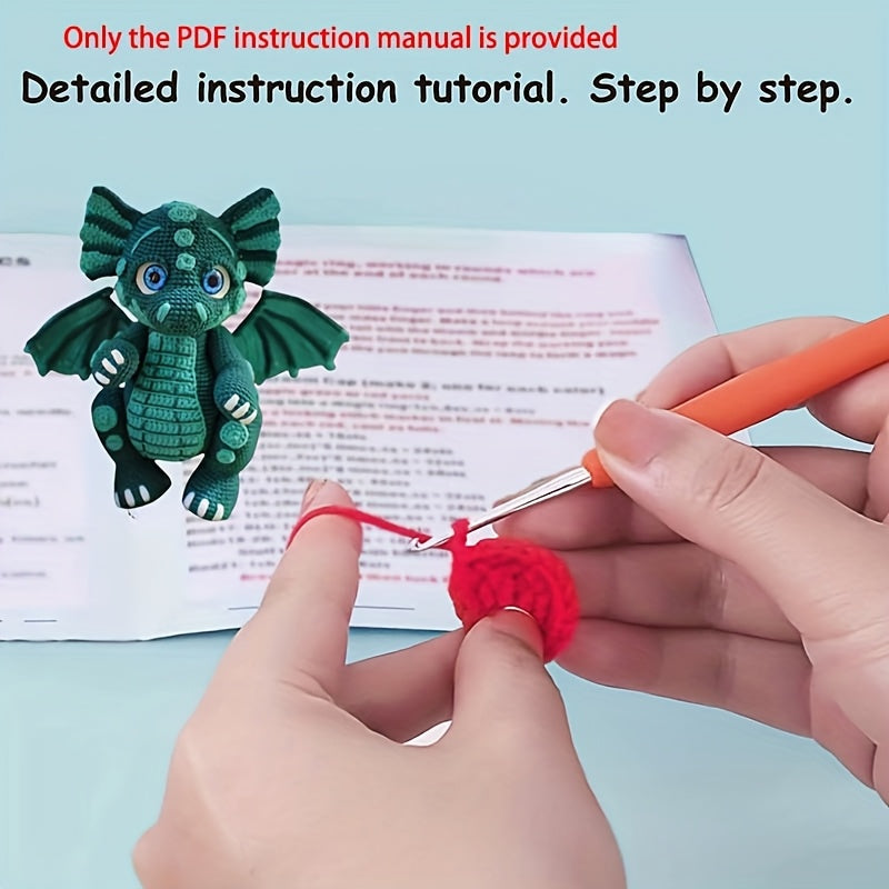 1 Set Beginner Animal Crochet Kit,Crochet Kit for Adults Beginners,With Step-by-Step Text Tutorial,Dragon DIY Knitting Kit,Cute and Funny Home Decorations,Birthday Valentine's Day Holiday Gifts