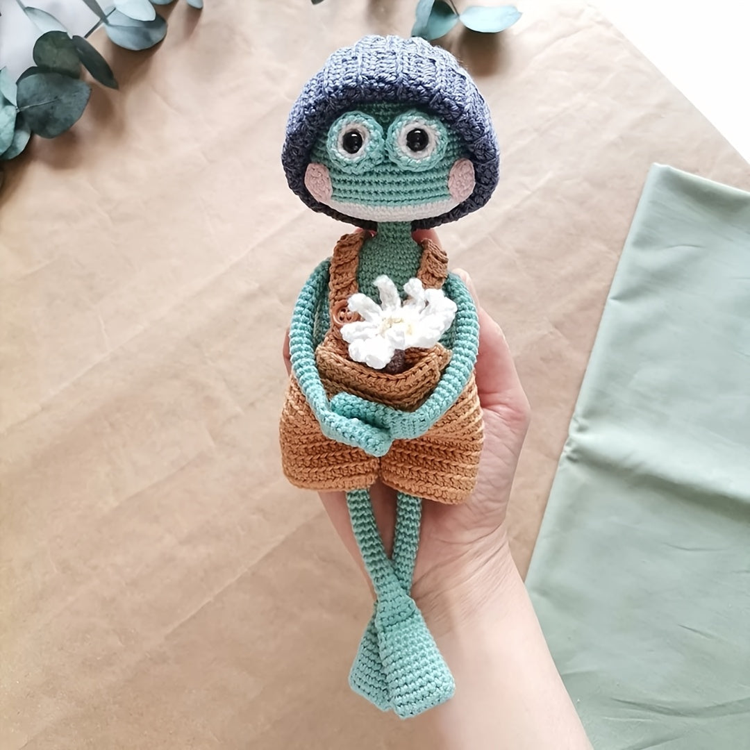 3Set of Frog Friends Crochet Hooks DIY Material Package - Handmade Ingredients - High-quality cables suitable for all seasons,Includes English Tutorial - Best Gift for Christmas and Valentine's Day Complete Crochet Hook Tool Set - Unfinished product