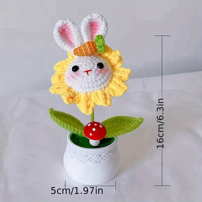Handmade Crochet Rabbit Flower Pot - Charming home decor,Perfect choice for Valentine's Day and Mother's Day,An ideal gift for friends and besties