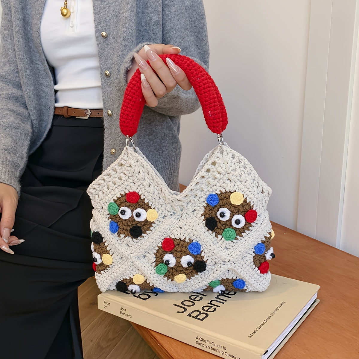 Trendy Hot-Selling Fashion Versatile Handmade Crochet Yarn Coal Ball Handbag(Finished Package)
