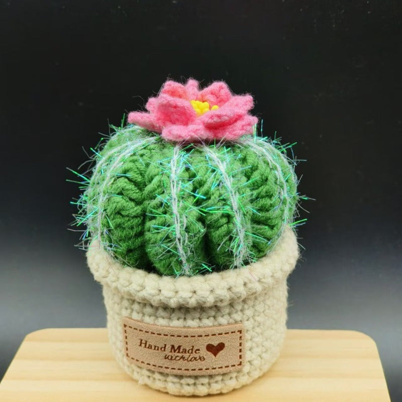 Handwoven Cactus Potted Plant Decoration - Plush Crochet Simulation Green Agave and Yellow Flower,Realistic Mini Desktop Home Decor,No need for maintenance,Office Decorations,Exquisite Craftsmanship,Soft Textile Material,Handcrafted Aesthetic Design,A mus