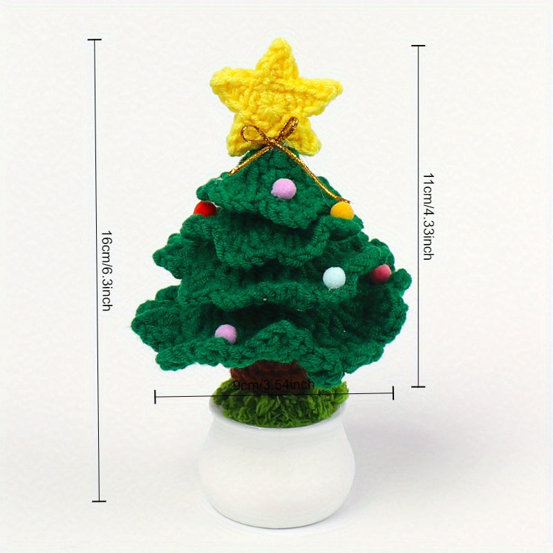 Hand Woven Christmas Tree Potted Plant Tabletop Decoration - Celebration,No Electricity Required。