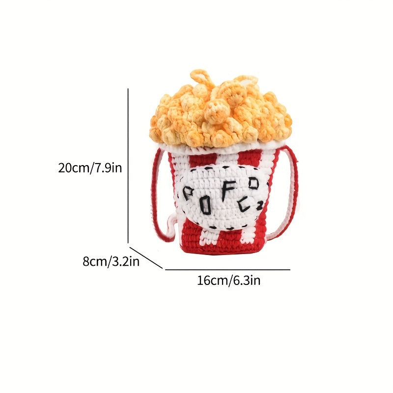 Fashion Popcorn Shape Crochet Woven Crossbody Phone Bag - Colorful Knit Shoulder Bag,Unlined