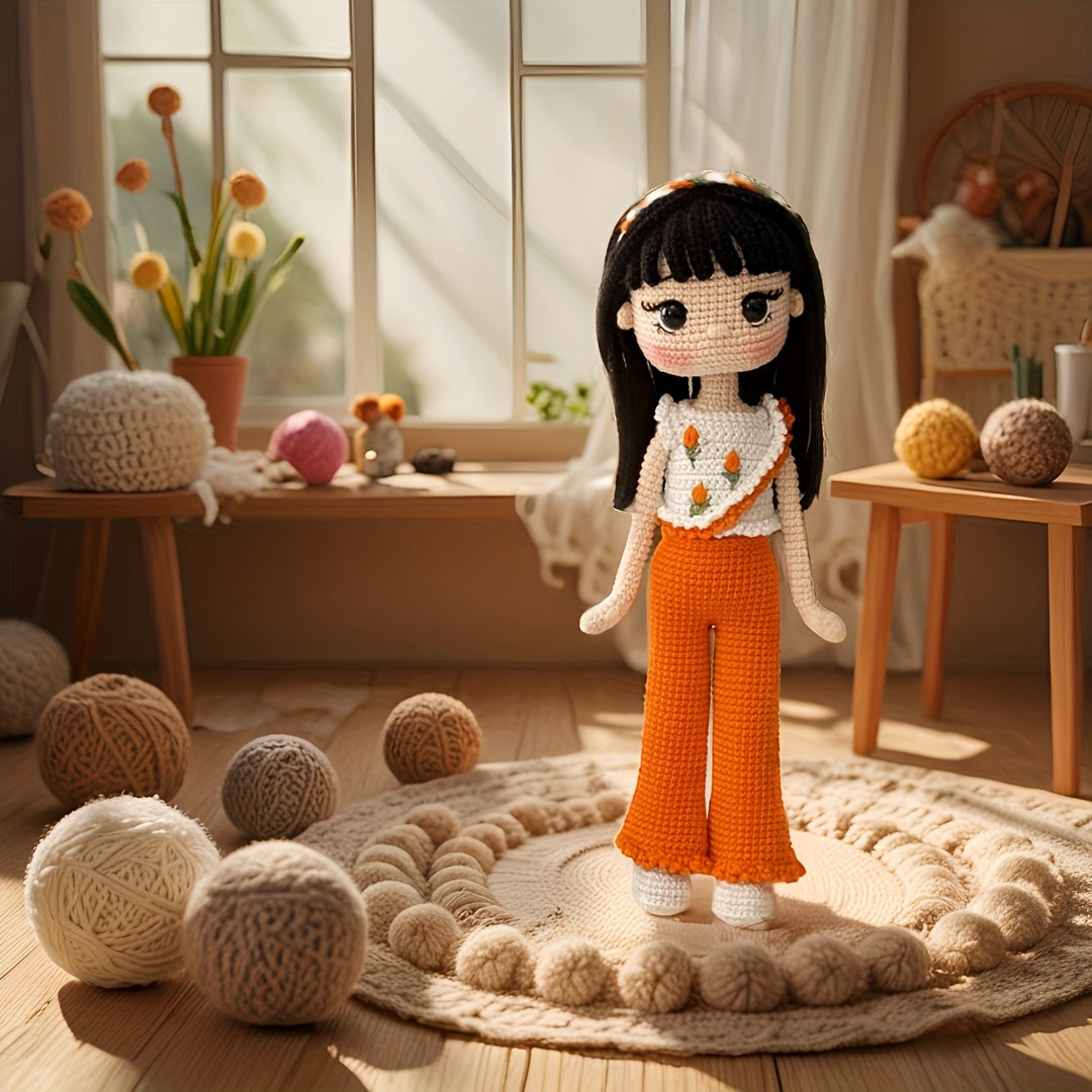 1Pieces/Set,Amigurumi Adult Crochet Handcraft DIY,Sweet Style Long Hair Goddess,Suitable for experienced crochet enthusiasts,Includes everything needed for crochet,Paper English Basic Knitting Tutorial Manual,Exquisite gift packaging bags,Healing Series C