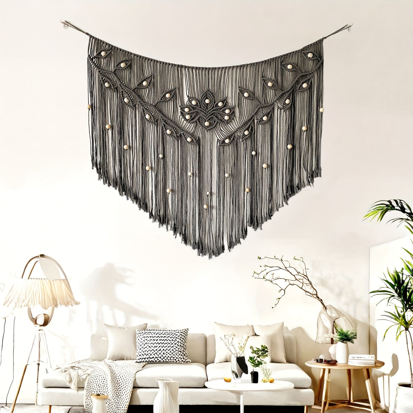 1pc Boho Wall Hanging Bead Tassel Tapestry Macron Wall Hanging Curtain Large Handmade Bedroom Wall Hanging Living Room Tapestry