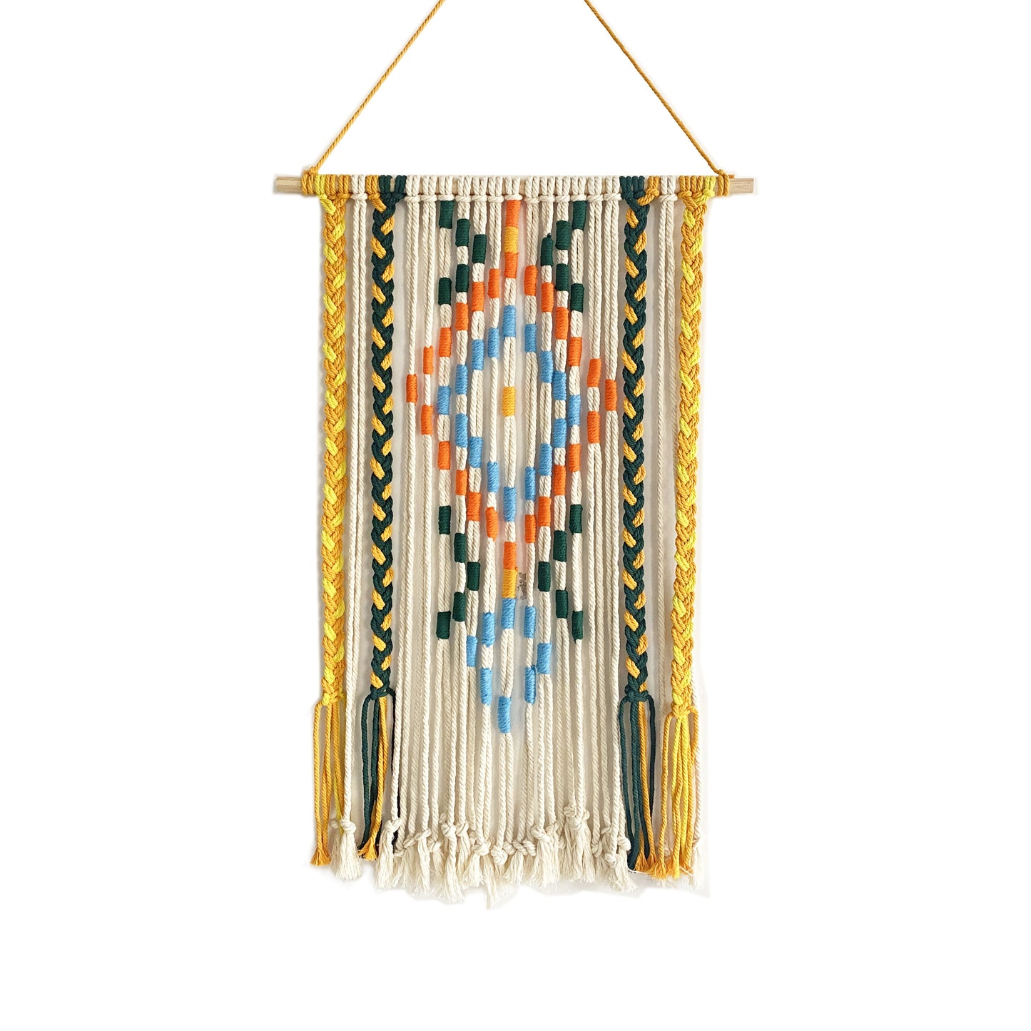A Bohemian Style Handwoven Tapestry - Cotton blend fabric with tassels,Suitable for Bedroom、Living Room、Dormitory Decoration - No Electricity Required,Featherless Bohemian Decorative Piece