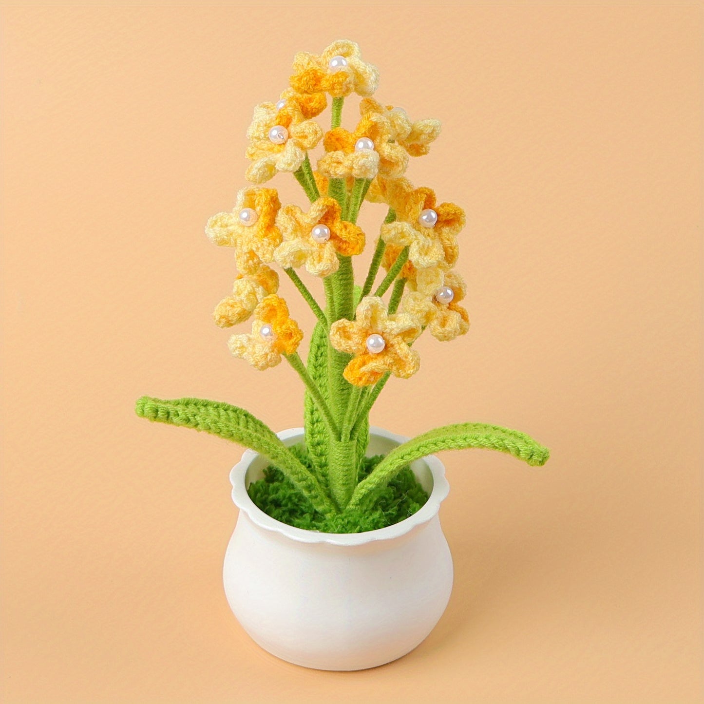 Handmade Crochet Forget-Me-Not Potted Plant、Fabric Starry Sky Artificial Flowers、Reunion Decoration、No Power Or Battery Required,Christmas、Birthday、Ideal choice for party gifts