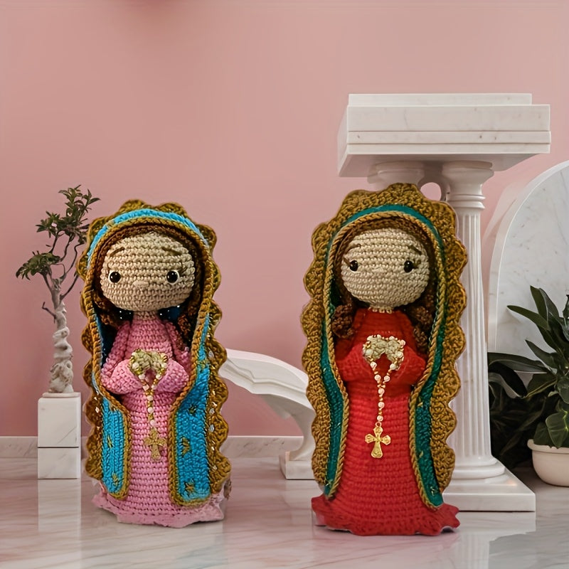 2 Virgin Mary,DIY Craft Kit,Handmade Yarn Knitting Kit,Valentine's Day/Birthday Christmas Gift Beginner Crochet Kit(Random Color of Accessories),Crochet Kit for Beginners