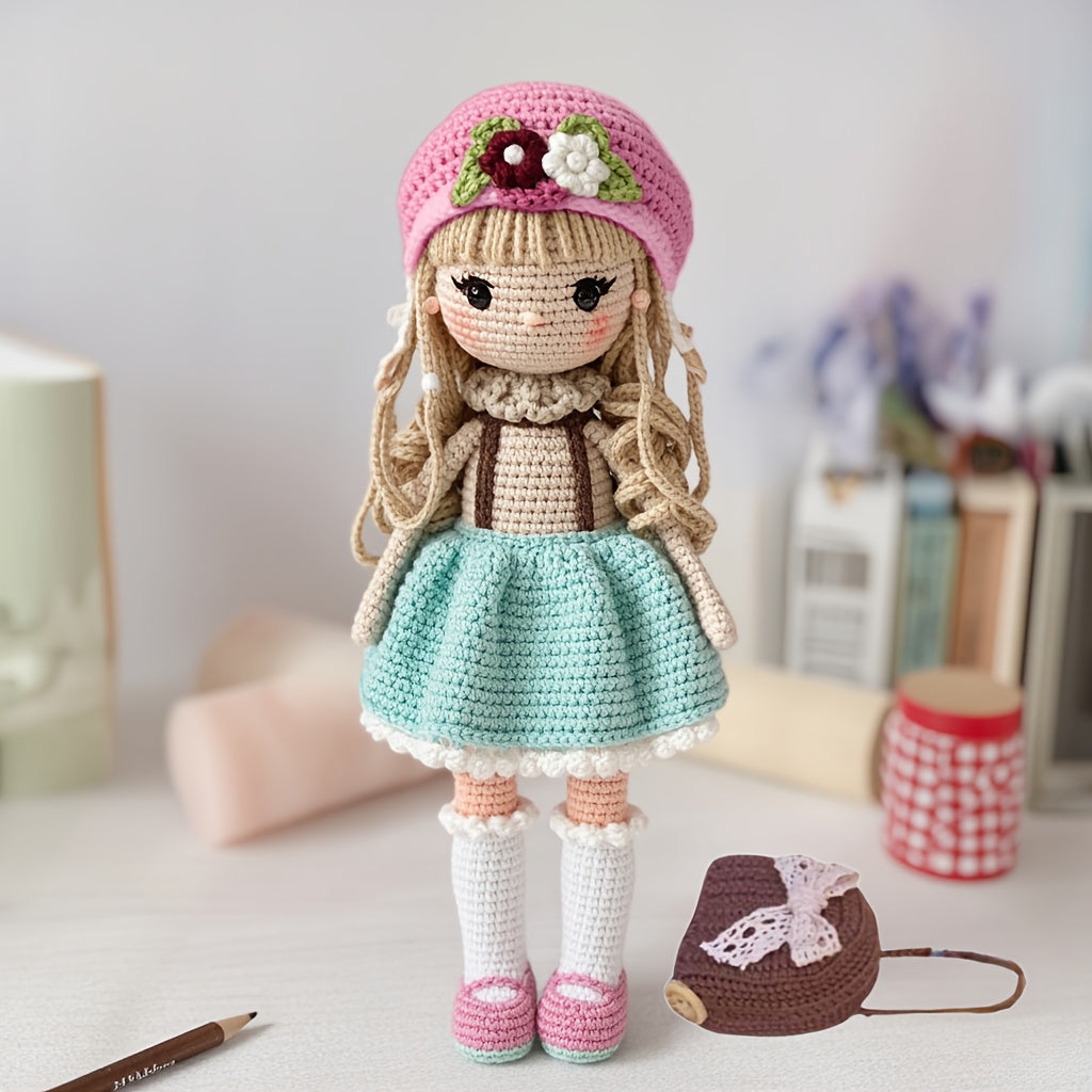 1Princess Beginner Crochet Kit,Crochet Kit for Adults,With Step-by-Step Textual Tutorial,Luggage Girl DIY Woven Kit,Cute and Fun Spring Summer Home Decor Ornaments,Birthday Valentine's Day Holiday Gifts