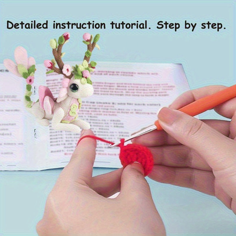 LMH Beginner and Intermediate Crochet Kit - Contains yarn、Hook and Step-by-Step Video Tutorial - 1Plum Blossom White Dragon Crochet Hook Set