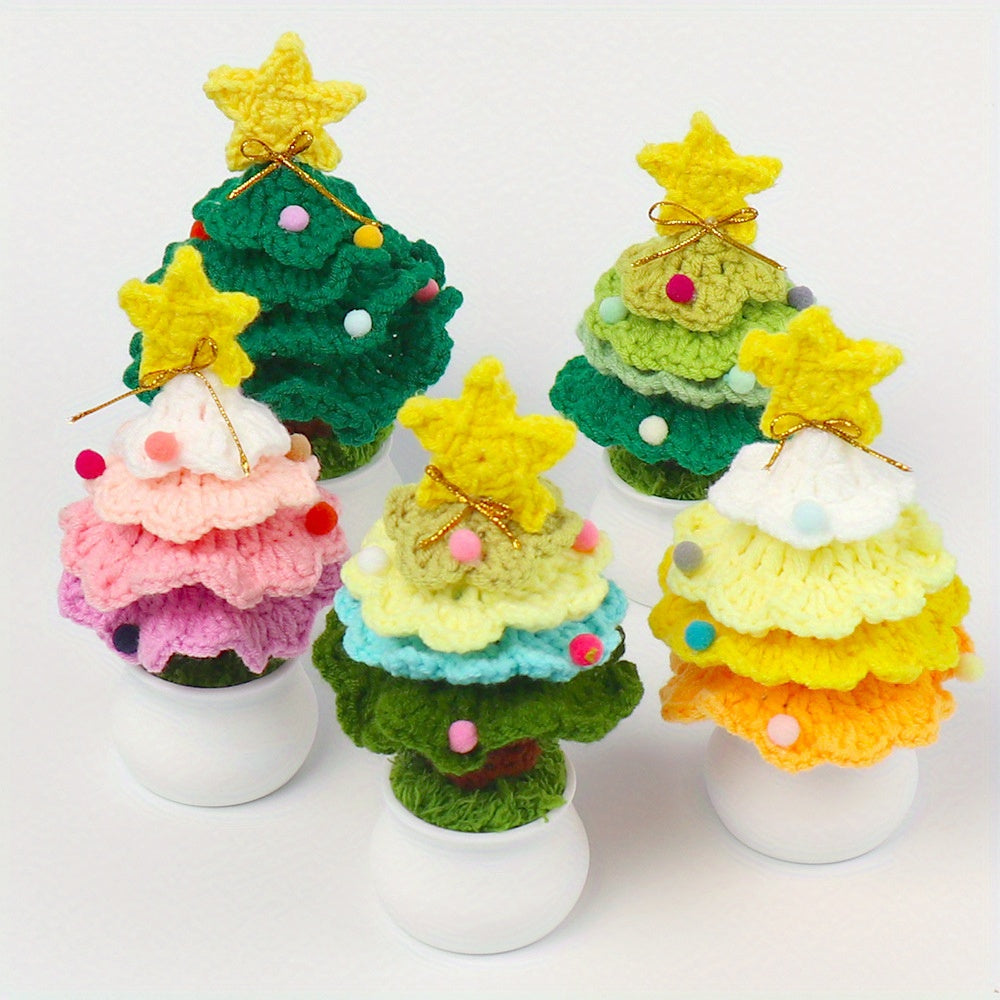 Hand Woven Christmas Tree Potted Plant Tabletop Decoration - Celebration,No Electricity Required。