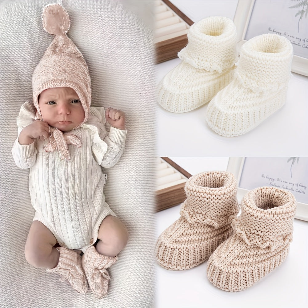 2Double/Bag 0.0-39.37Foot Baby Knitted Short Socks Solid Color Crochet Walking Socks Cream White Short Ankle Socks Baby Boy Clothing Birthday Gift