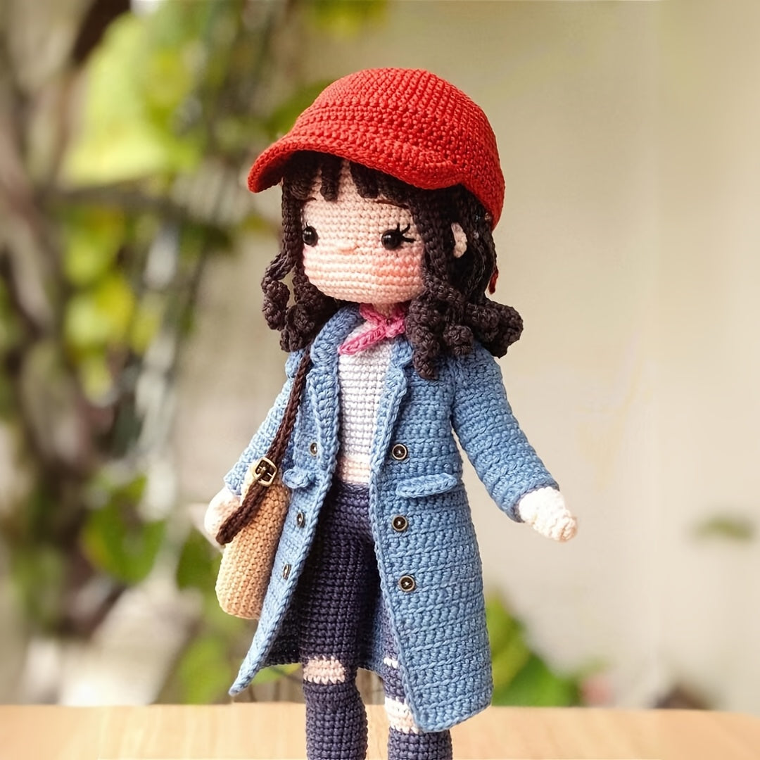 1pc/set, crochet material pack suitable for beginners, windbreaker coat girl, cool girl knitting kit with step-by-step video tutorials, a DIY knitting kit, cute and interesting spring and summer home decoration items, suitable for schoolbag pendants, indo