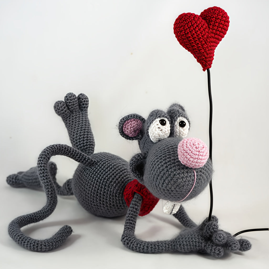 1Crochet Kit for White Mouse DIY Material Set - Crochet Enthusiast's Amigurumi Crochet Kit - Handmade DIY Mouse Pattern Crochet Kit - Adults Only - Includes complete instruction manual - A Must-Have Crochet Kit for Handicraft Enthusiasts - Crochet Kit for