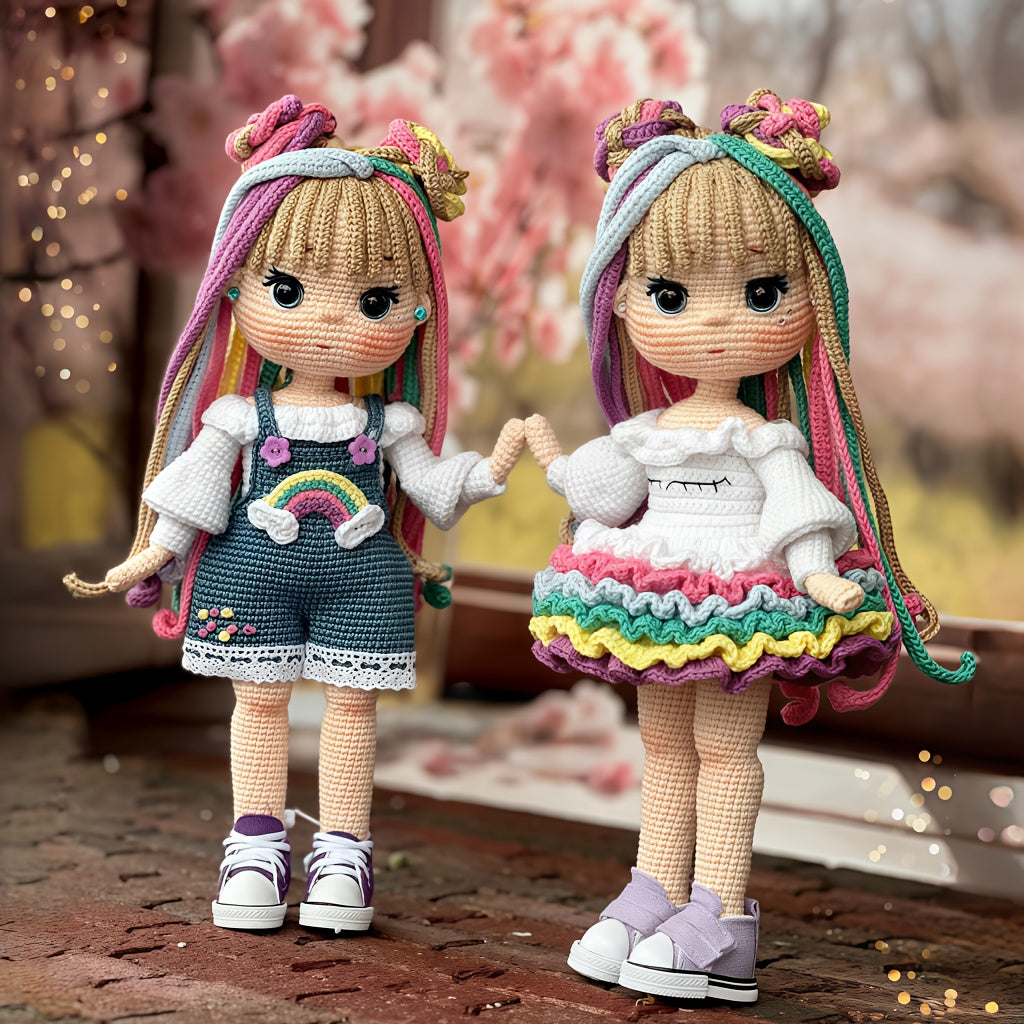 3pcs Adorable Sister Flower Hair Accessories Crochet Kits - Rainbow Girl & Unicorn Dolls with English Instructions - DIY Crochet Tote Bag, Perfect for Birthdays, Valentine'S Day, Weddings, Thanksgiving Gifts, All-Season Crafts, Birthday Crafts | Playful D