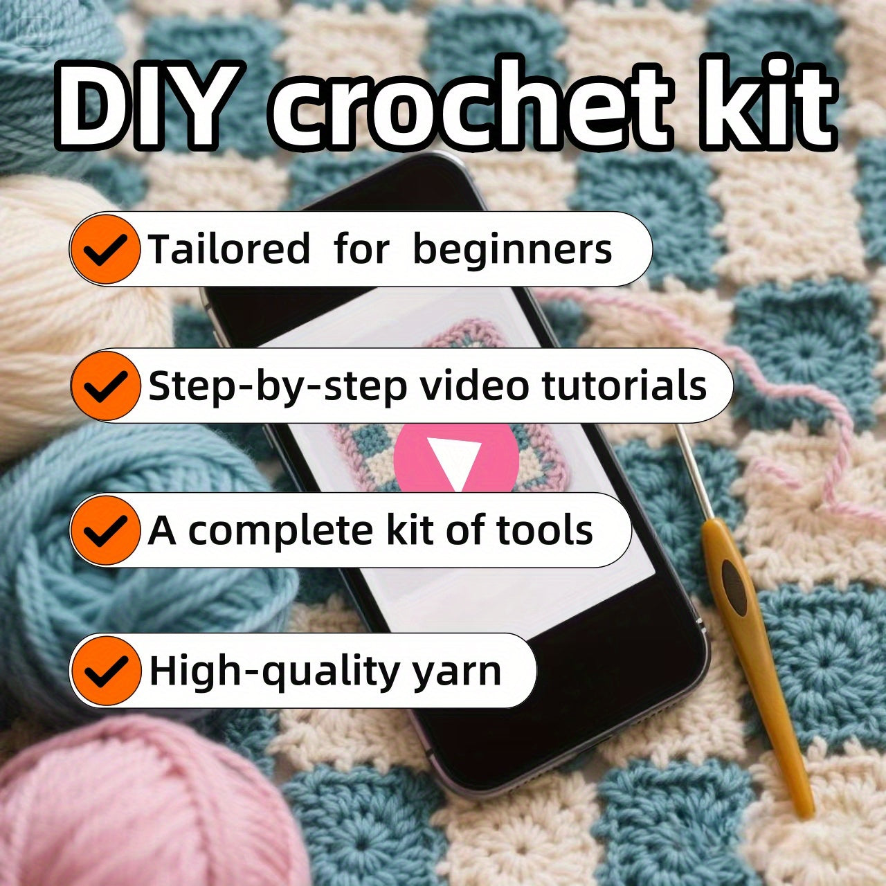 1pc Floral Long Dress Princess Crochet Handcraft Kit - Beginner Amigrumi Crochet Hook Set - Adult Handicrafts DIY Animal Crochet Set - Comes with a full instructional video - Handcraft Enthusiast Must-Have Crochet Kit - Crochet Kit for Adults Includes Bas