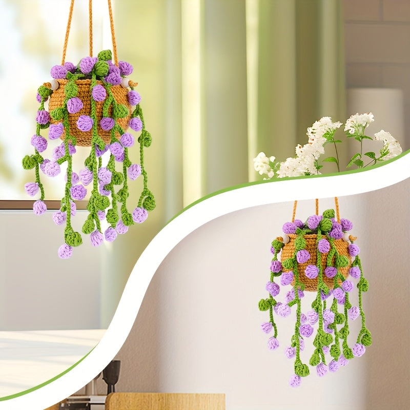 Hanging Potted Plant Crochet Kit,Crochet Kit with Step-by-Step Instructions and Video Tutorials,Adult DIY Knitting Kit,Gift