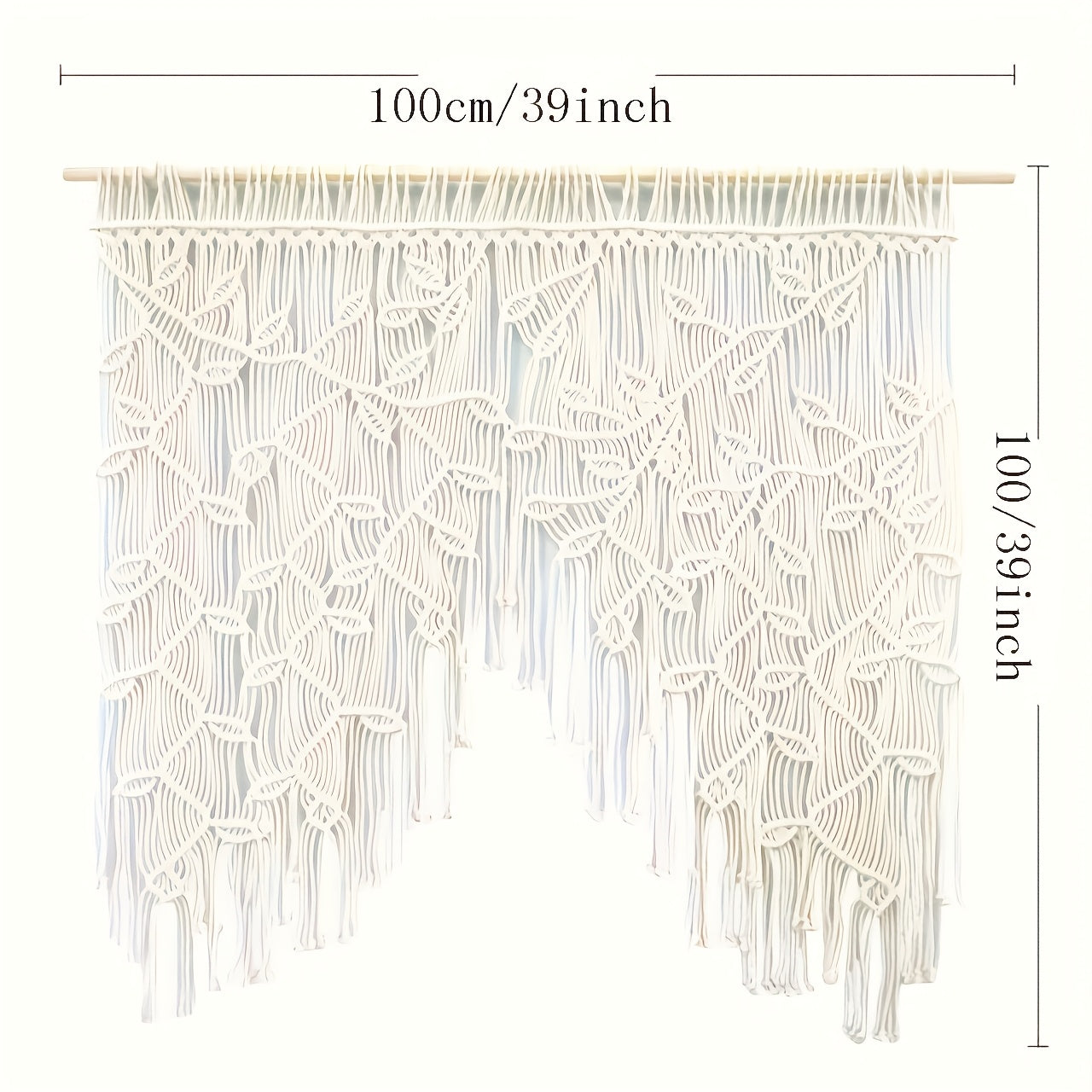 Handmade bohemian Leaf Pattern Tassel Tapestry - Large Size White and Beige Textured Wall Decoration,Suitable for Living Room、Bedroom、Office decorations,No Electricity Required Modern Home Art,Enhance the Aesthetic Appeal of the Room,Natural Style Handicr