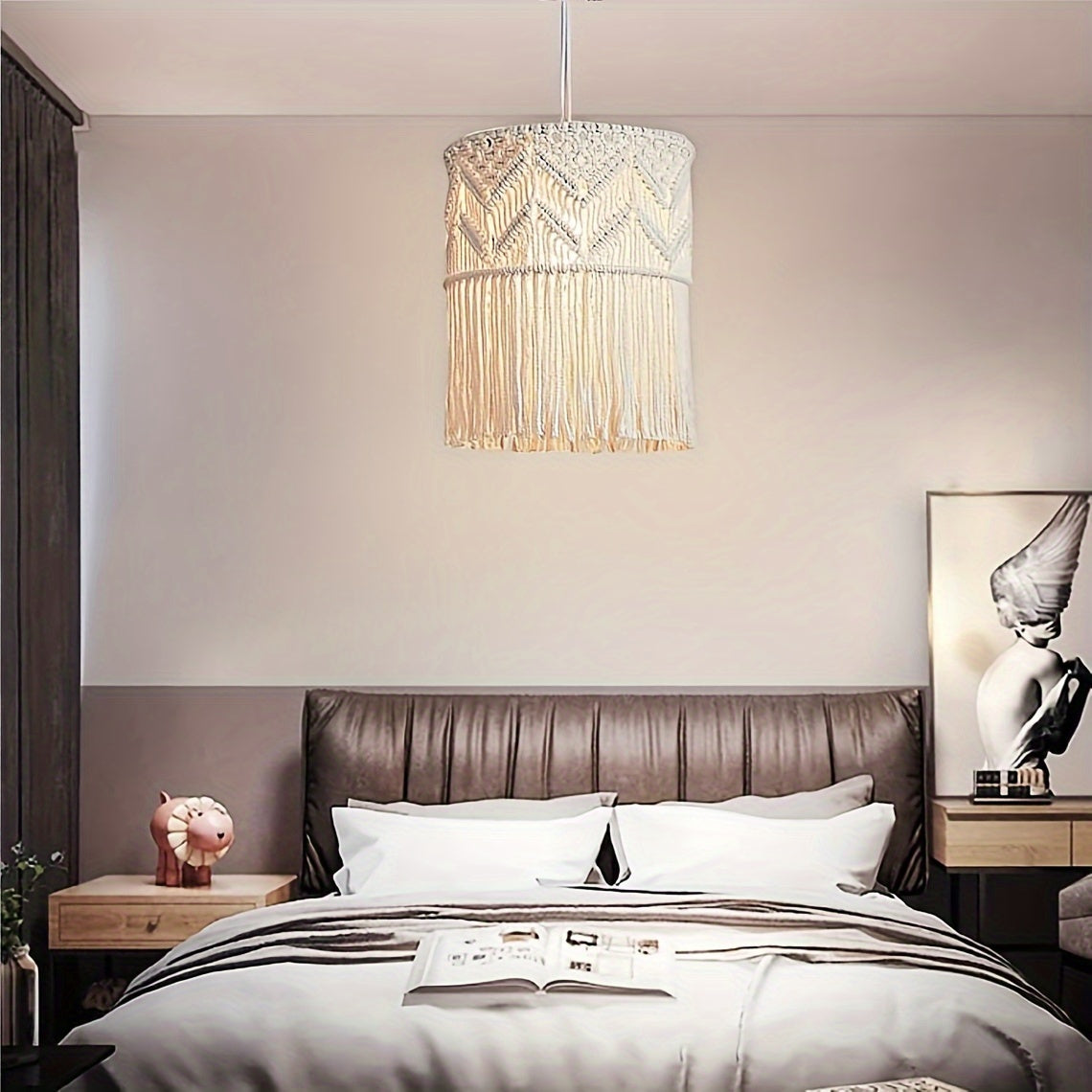 1Pieces Bohemian Style Hanging Ornament Hand Woven Tassel Pendant Light Decorative Lamp Shade - Does not include lights