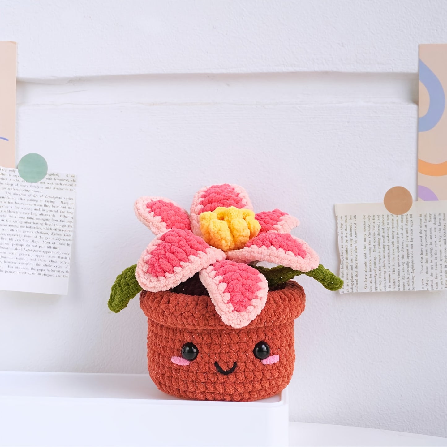 1Crochet Kit for Beginners with Potted Plants,Crochet Kit for Adults,With Step-by-Step Textual Tutorial,Floral Sunflower DIY Adult Crafts,Birthday Valentine's Day Holiday Gifts,Cute and Fun Modern Home Decor Ornaments