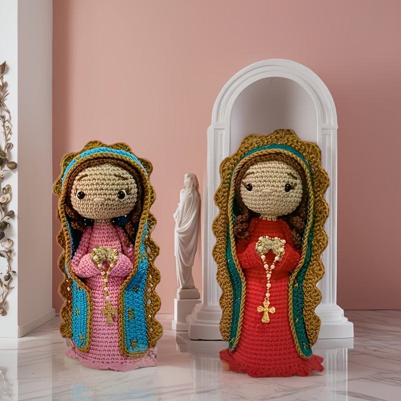 2 Virgin Mary,DIY Craft Kit,Handmade Yarn Knitting Kit,Valentine's Day/Birthday Christmas Gift Beginner Crochet Kit(Random Color of Accessories),Crochet Kit for Beginners