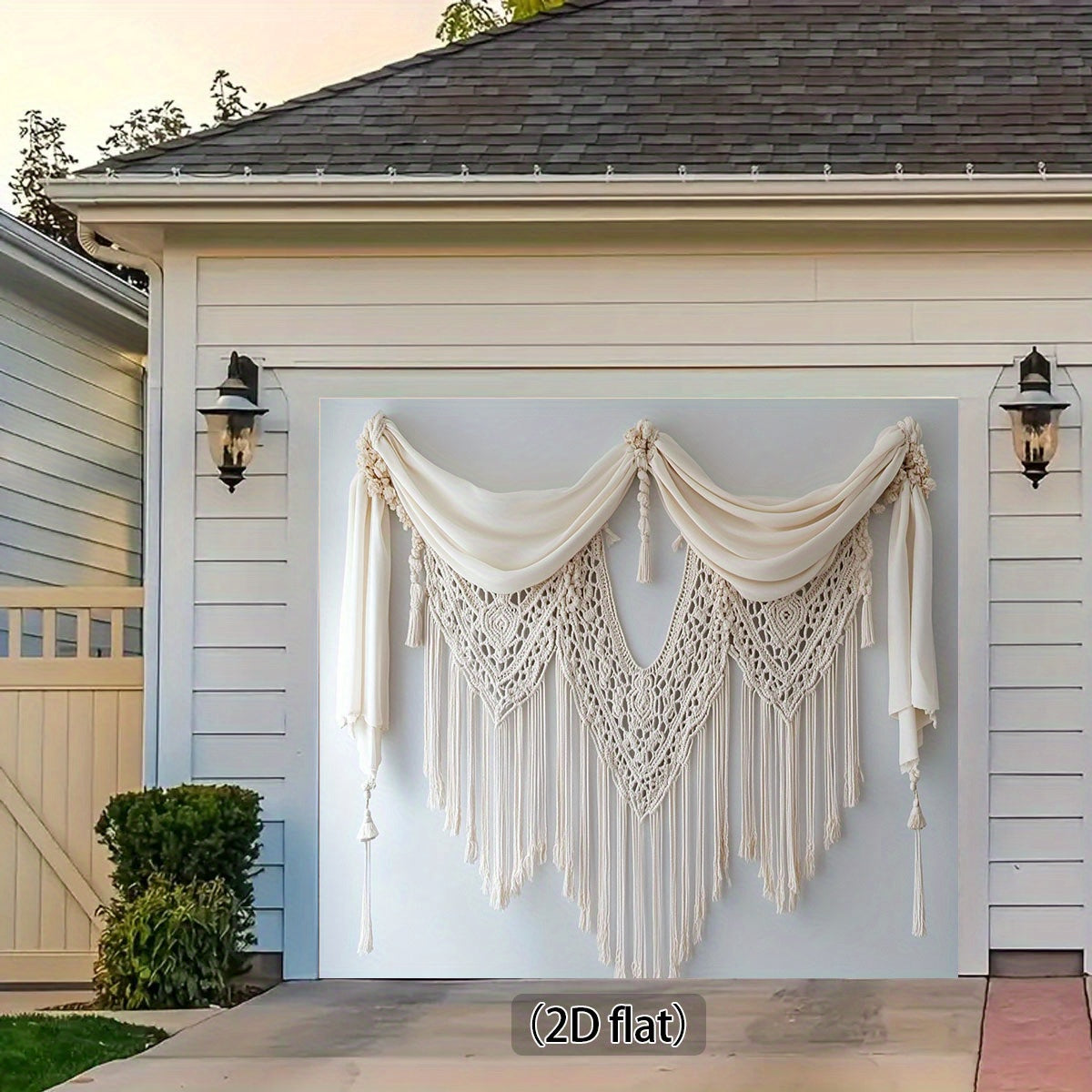 1pc Boho Jute Rope Wall Art Background,Elegant Crochet Patterns and Nodular Edges - 2D Graphic Design,White polyester,Perfect for weddings,Camera Room and Multi-Functional Decoration,No Electricity Required,Wedding Decoration | Elegant Crochet Design | Ju