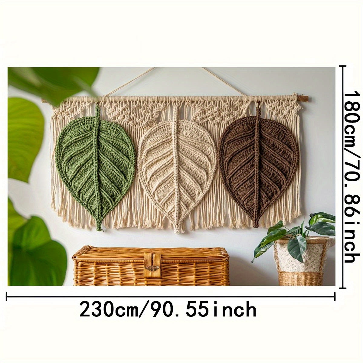 1pc Country Leaf MacLamy Wall Hanging - green、Beige、Brown woven design,Used for home decoration - Perfect for party backgrounds、Birthdays and Outdoor Celebrations - Craftsman Materials,No Electricity Required,McLamy Wall Mount
