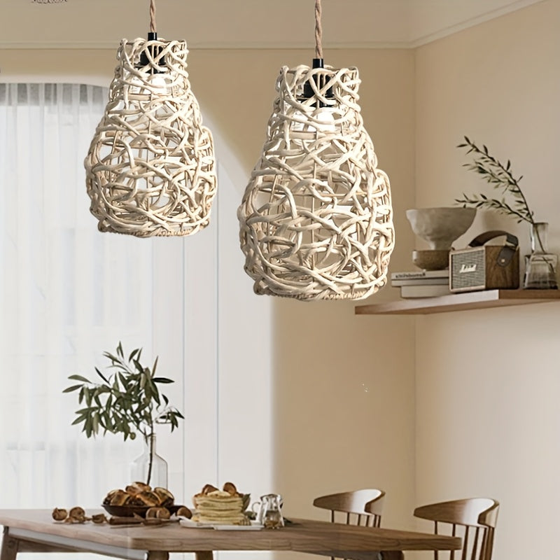 Handmade Paper Rope Lampshade,Elegant Woven Pendant Lamp Shade,Suitable for floor lamps、Table Lamp、Chandelier Wall Lighting Replacement Decoration - No Electricity Required,Home Decoration