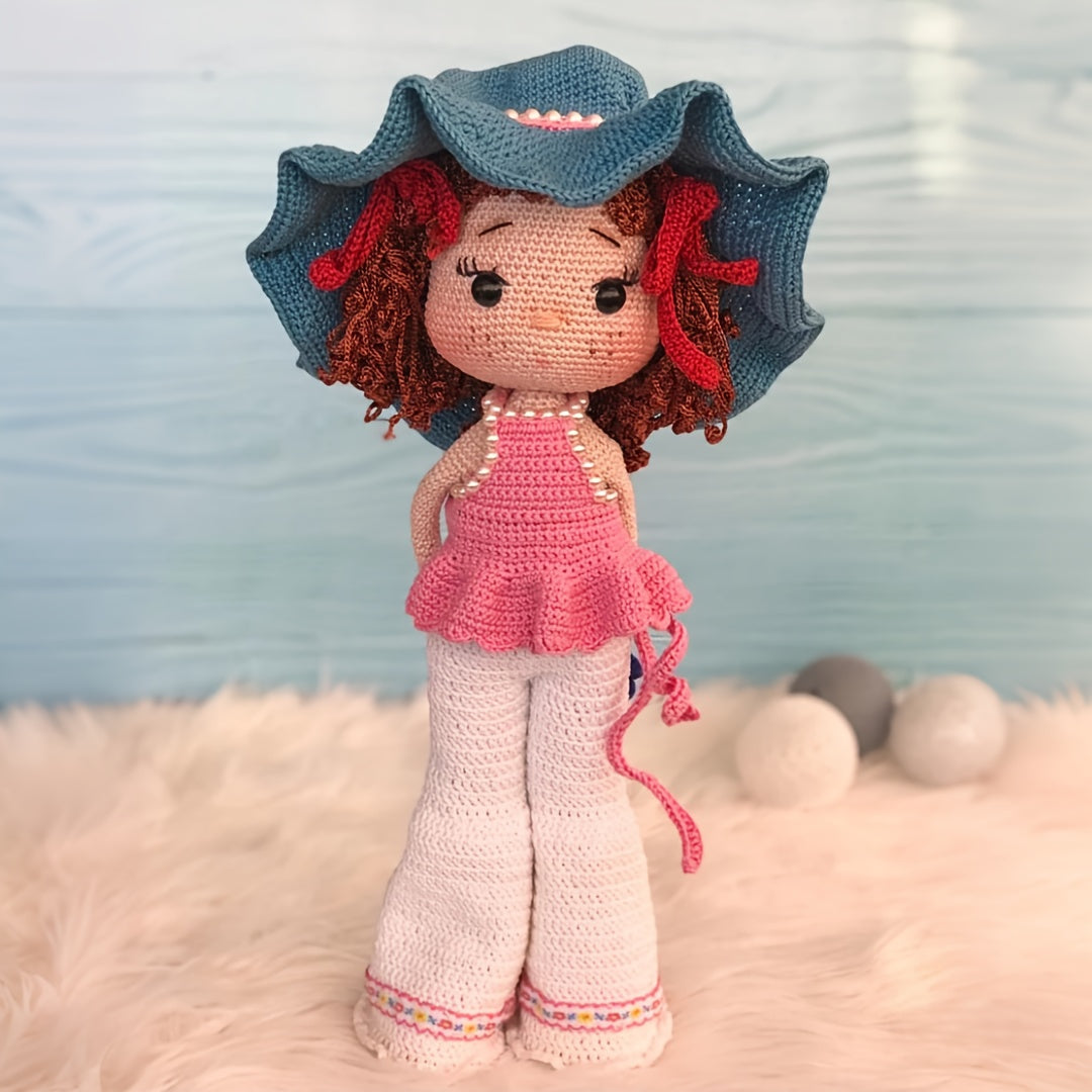 Straw Hat Girl Crochet Kit,Crochet Kit for Adults, girl DIY Woven Kit,Cute and Fun Home Decor Ornaments,Suitable for birthday Valentine's Day holiday gifts,It's a gift for family members,Partner,The best product from my friend-Non-Finished Product