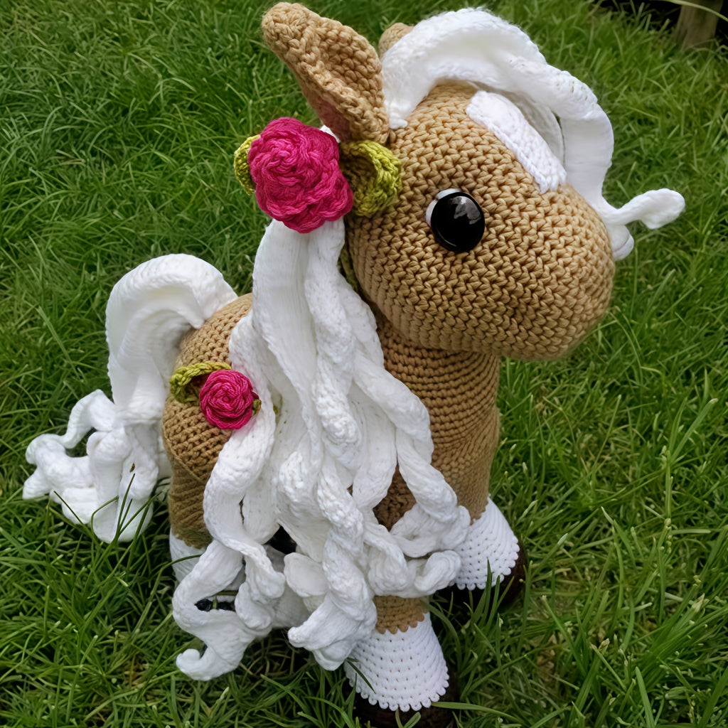 DIY Crochet Needle Set,Pattern Summer Horse Design,Comes with manual instructions,Easy to understand,Soft Material,Colorful Thread Ends,Accessories Attached,Crochet Needle Project Ideas