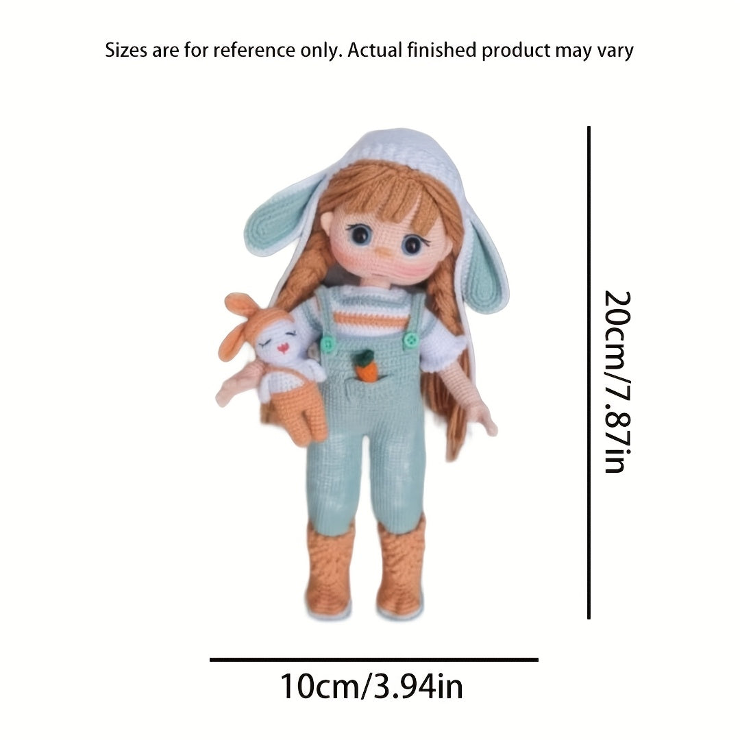 1Cute Big-Eyed Bunny Hat Girl Crochet Kit,Can be given to girls freely DIY Outfit Coordination,Funny Crochet Kit for Adults,Easy-to-follow video tutorials,Suitable for experienced crochet adults,DIY Handicraft Decorations,Cute home decorations,Perfect bir