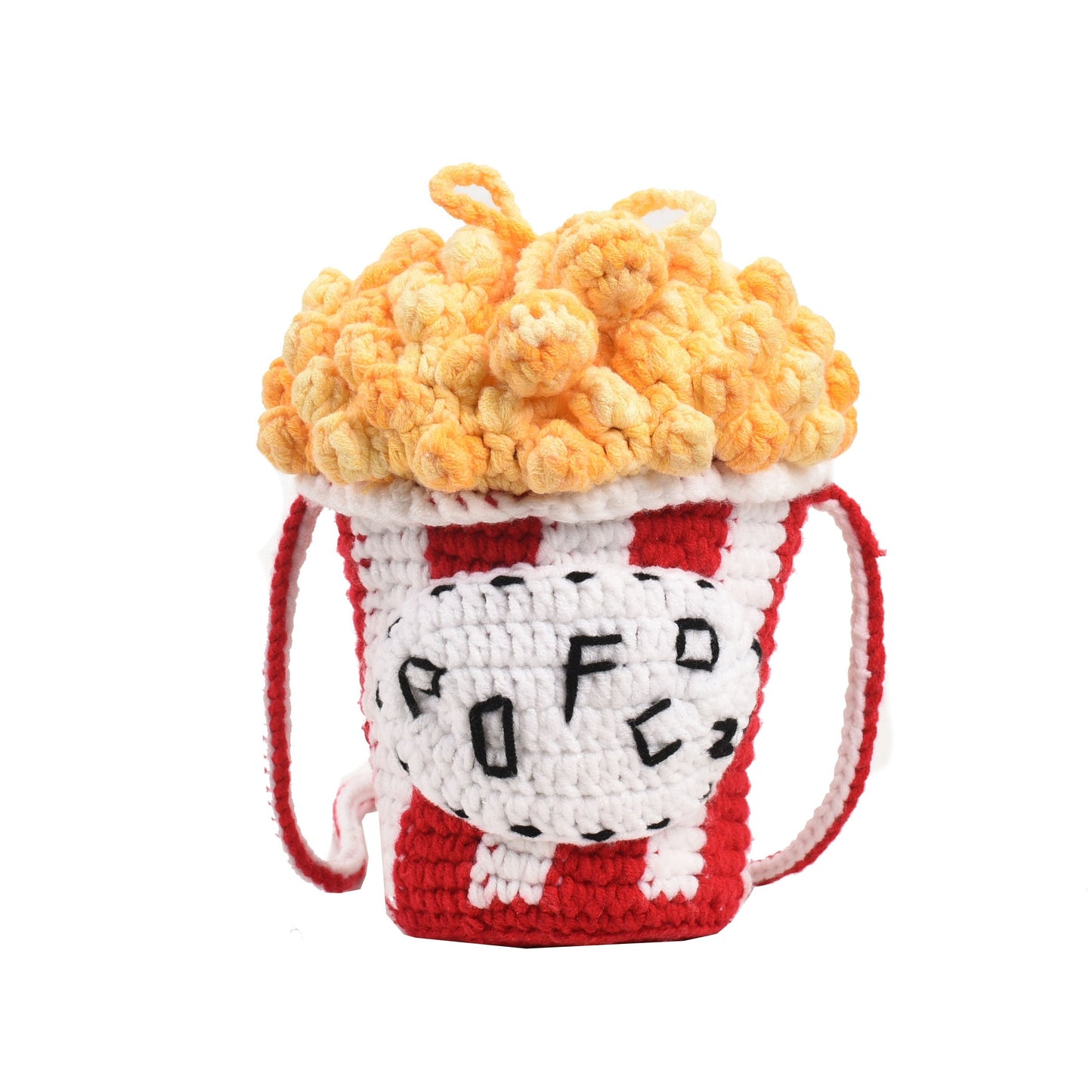 Fashion Popcorn Shape Crochet Woven Crossbody Phone Bag - Colorful Knit Shoulder Bag,Unlined
