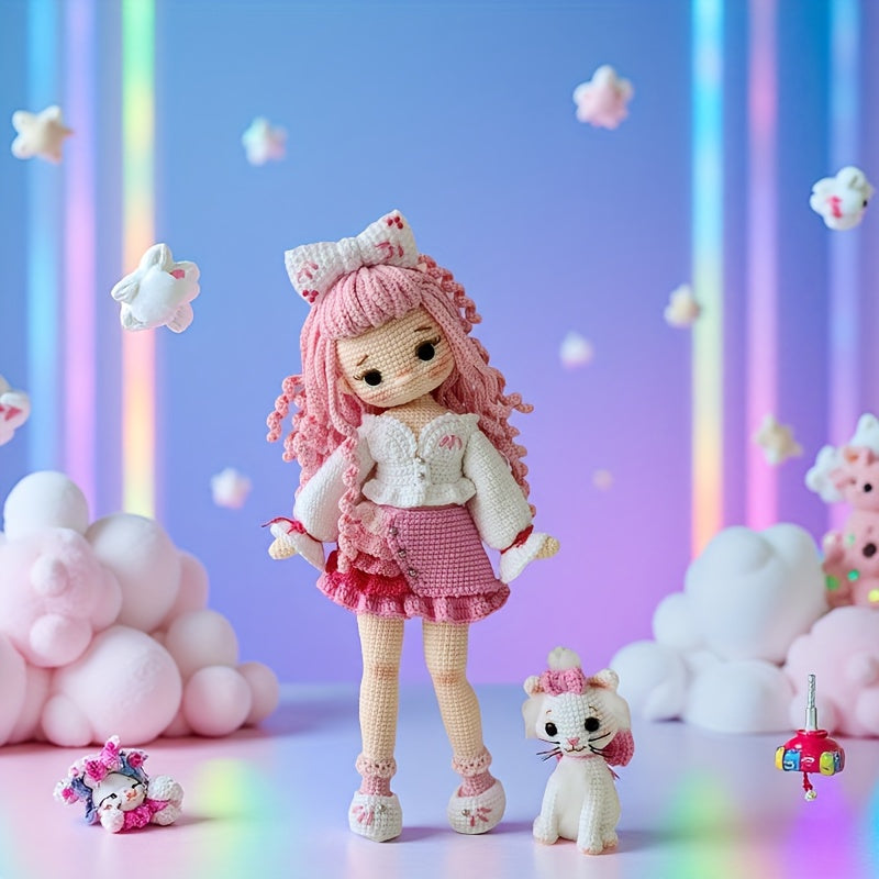 Beginner Crochet Kit - DIY Amigurumi DIY Kits,Features are princesses and cats,Including detailed PDF Guide - Year-round Fabric and Yarn Crochet Supplies - Perfect for adults - Perfect for decoration and holiday gifts
