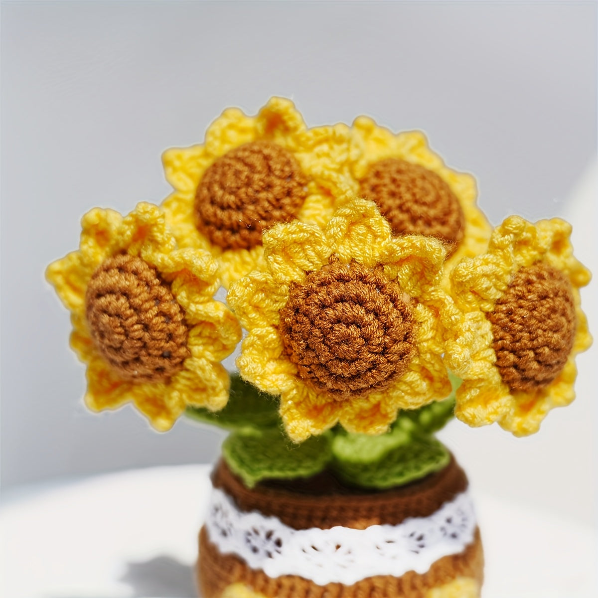 1Handwoven Sunflower Potted Plant Cozy Home Decor,Suitable for Office、Living Room、Bedroom - Gift for Wife、Mother、A thoughtful gift for my girlfriend(Birthday、Christmas、Thanksgiving Day、Valentine's Day)