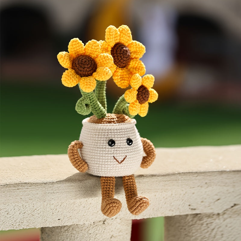 Complete Sunflower Crochet Kit with Video Tutorial - Adult DIY Handmade material,Including fabric
