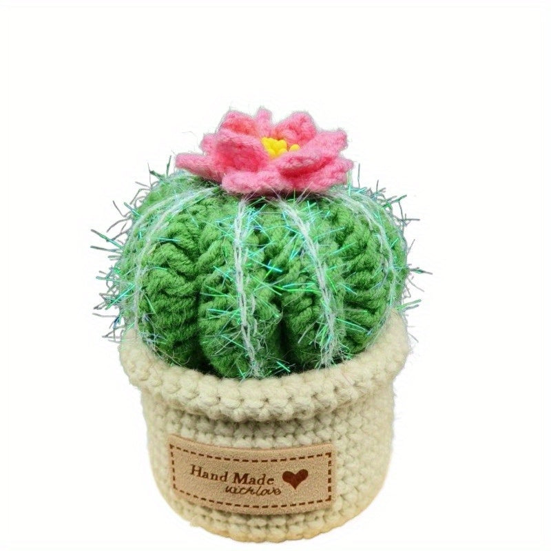 Handwoven Cactus Potted Plant Decoration - Plush Crochet Simulation Green Agave and Yellow Flower,Realistic Mini Desktop Home Decor,No need for maintenance,Office Decorations,Exquisite Craftsmanship,Soft Textile Material,Handcrafted Aesthetic Design,A mus