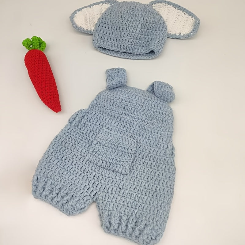 Crochet Carrot Bunny3Set of Cute Fleece-Lined Suspender Pants for Newborns